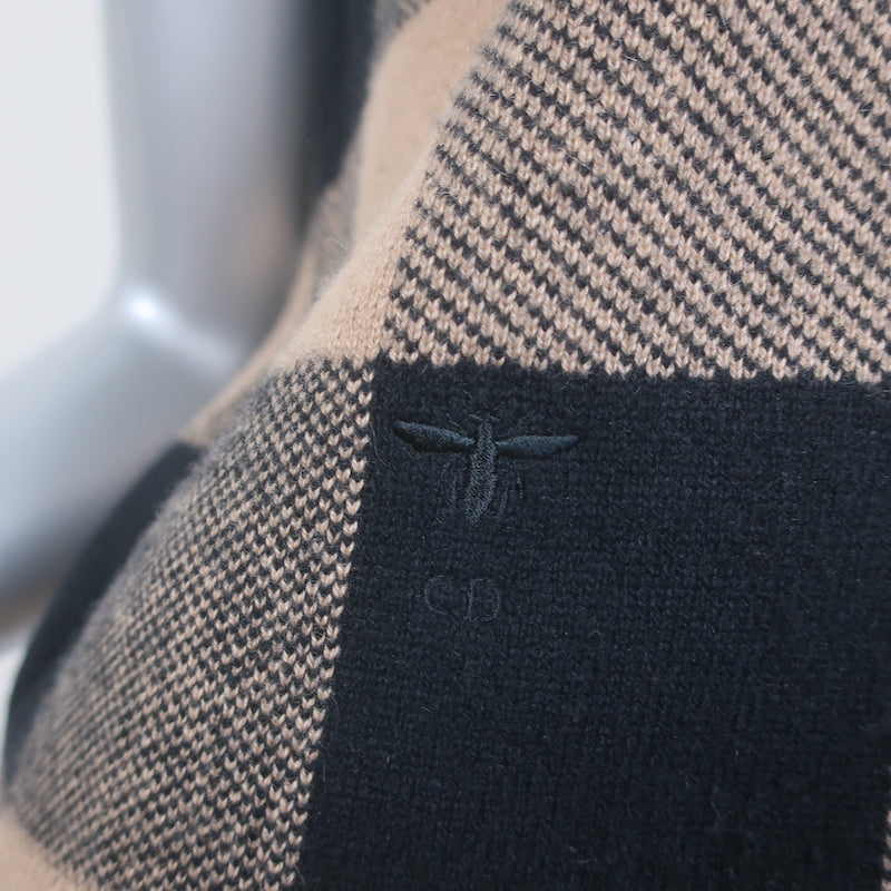 Christian Dior Checked Cashmere Top Tan/Black Size 36 Sleeveless Sweater Vest