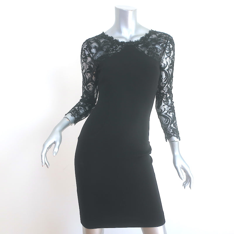 Emilio Pucci Sequined Lace Yoke Dress Black Stretch Jersey Size US 6 Celebrity Owned Emilio Pucci Sequined Lace Yoke Dress Black Stretch Jersey Size US 6 Celebrity Owned