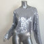 Zara Sequined Long Sleeve Top Silver Gray Size Medium