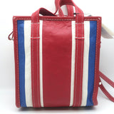 Balenciaga Bazar XS Striped Convertible Tote Red/Blue Leather Crossbody NEW