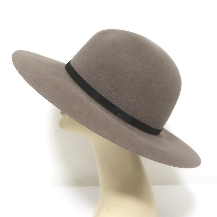 Rag &amp; Bone Wool Felt Fedora with Calf Hair Band Taupe Brown Size Medium