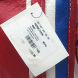Balenciaga Bazar XS Striped Convertible Tote Red/Blue Leather Crossbody NEW