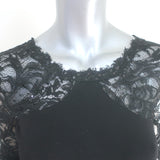 Emilio Pucci Sequined Lace Yoke Dress Black Stretch Jersey Size US 6
