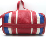 Balenciaga Bazar XS Striped Convertible Tote Red/Blue Leather Crossbody NEW