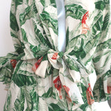 Adriana Degreas x Cult Gaia Tie-Front Midi Dress Tropical Print Silk Size Large