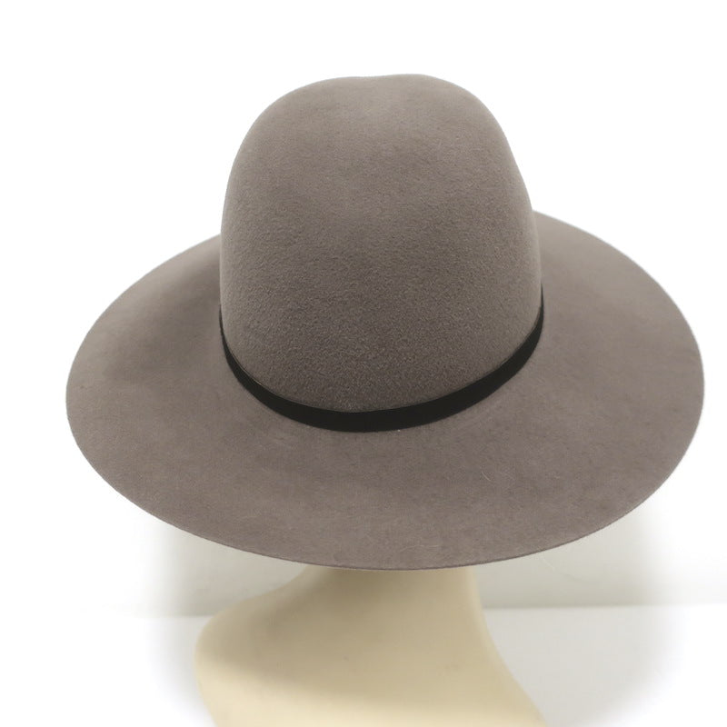 Rag &amp; Bone Wool Felt Fedora with Calf Hair Band Taupe Brown Size Medium