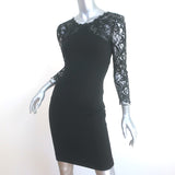 Emilio Pucci Sequined Lace Yoke Dress Black Stretch Jersey Size US 6