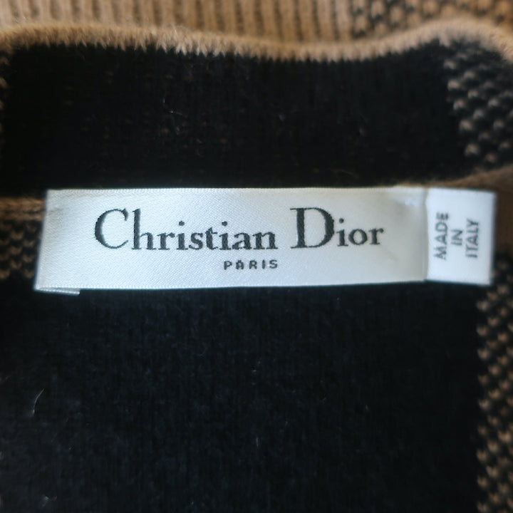 Christian Dior Checked Cashmere Top Tan/Black Size 36 Sleeveless Sweater Vest