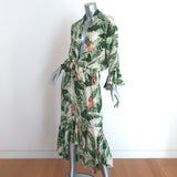 Adriana Degreas x Cult Gaia Tie-Front Midi Dress Tropical Print Silk Size Large