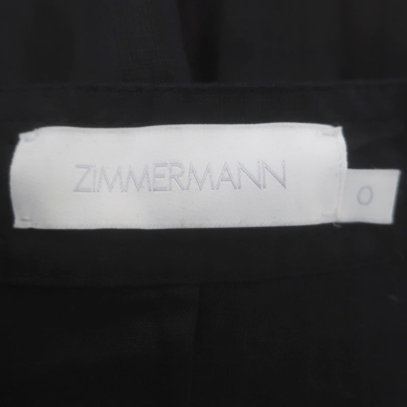 Zimmermann Devi Ballon-Sleeve Belted Romper Black Linen Size 0