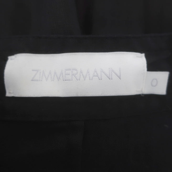 Zimmermann Devi Ballon-Sleeve Belted Romper Black Linen Size 0