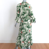 Adriana Degreas x Cult Gaia Tie-Front Midi Dress Tropical Print Silk Size Large