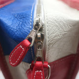 Balenciaga Bazar XS Striped Convertible Tote Red/Blue Leather Crossbody NEW