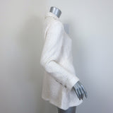 Chanel CC Embroidered Lace-Trim Sequined Tweed Jacket Cream Size 42