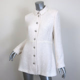 Chanel CC Embroidered Lace-Trim Sequined Tweed Jacket Cream Size 42
