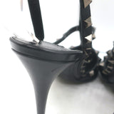 Valentino Noir Rockstud Caged Pumps Black Leather Size 39 Pointed Toe Heels