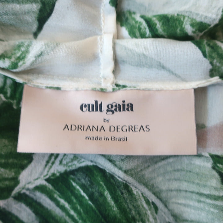 Adriana Degreas x Cult Gaia Tie-Front Midi Dress Tropical Print Silk Size Large