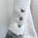 Chanel CC Embroidered Lace-Trim Sequined Tweed Jacket Cream Size 42