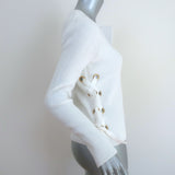 MICHAEL Michael Kors Lace-Up Sweater White Cotton Ribbed Knit Size Extra Small