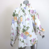 LoveShackFancy Willow Tie-Neck Top Cream Spring Garden Print Size Large