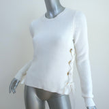 MICHAEL Michael Kors Lace-Up Sweater White Cotton Ribbed Knit Size Extra Small