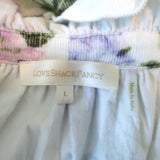 LoveShackFancy Willow Tie-Neck Top Cream Spring Garden Print Size Large