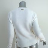 MICHAEL Michael Kors Lace-Up Sweater White Cotton Ribbed Knit Size Extra Small