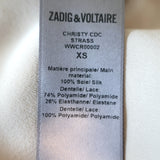 Zadig & Voltaire Christy Strass Rhinestone Camisole Ecru Silk Size Extra Small