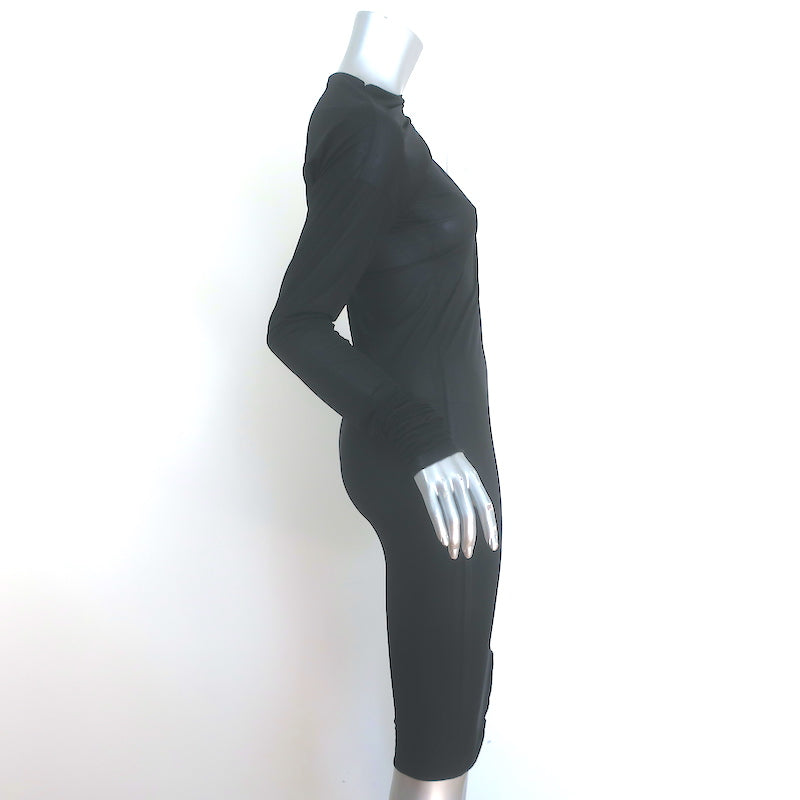 Dries Van Noten Hoan Asymmetric Ruched Dress Black Stretch Jersey Size Medium