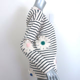 Kule x Alix of Bohemia Daisy-Embroidered Striped Top Cream/Black Size Medium