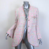 Chanel 24C Flared-Sleeve Neon Tweed Jacket Light Pink Cotton-Blend Size 42