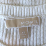 MICHAEL Michael Kors Lace-Up Sweater White Cotton Ribbed Knit Size Extra Small