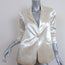 Cinq a Sept Kylie Scrunched-Sleeve Satin Blazer Ivory Size 0 One-Button Jacket