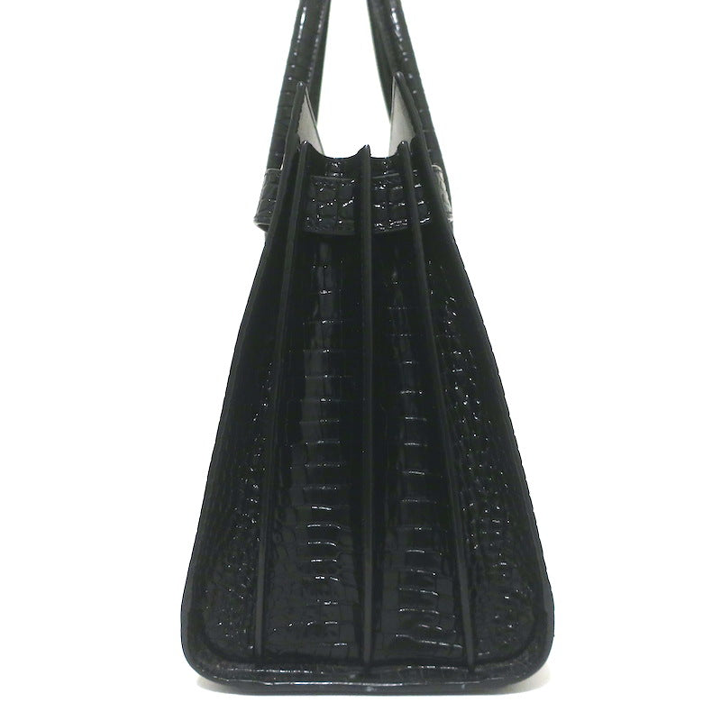 Saint Laurent Sac De Jour Small Tote Black Croc-Embossed Leather Crossbody Bag NEW