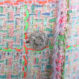 Chanel 24C Flared-Sleeve Neon Tweed Jacket Light Pink Cotton-Blend Size 42