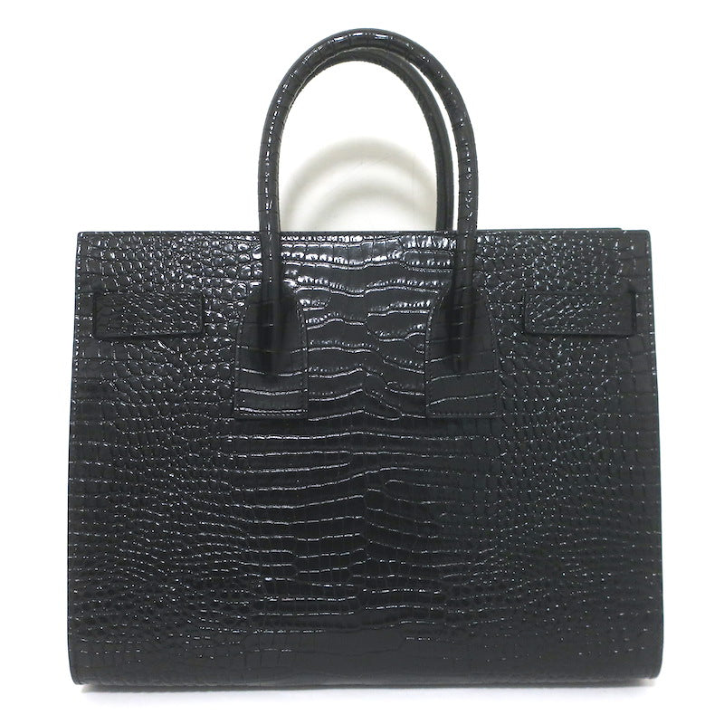 Saint Laurent Sac De Jour Small Tote Black Croc-Embossed Leather Crossbody Bag NEW