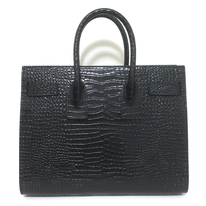 Saint Laurent Sac De Jour Small Tote Black Croc-Embossed Leather Crossbody Bag NEW