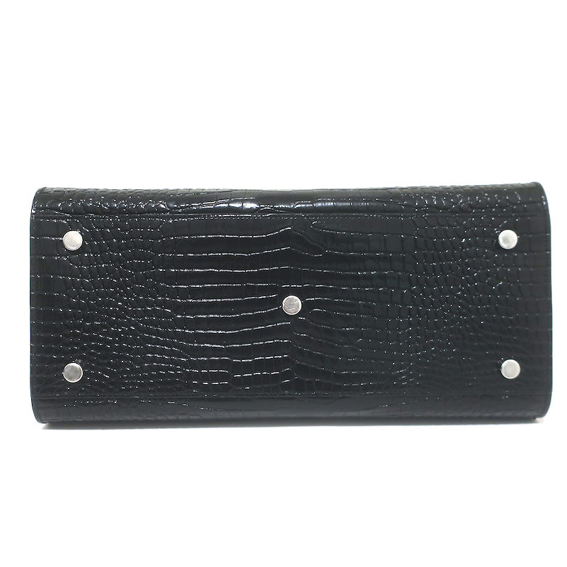 Saint Laurent Sac De Jour Small Tote Black Croc-Embossed Leather Crossbody Bag NEW