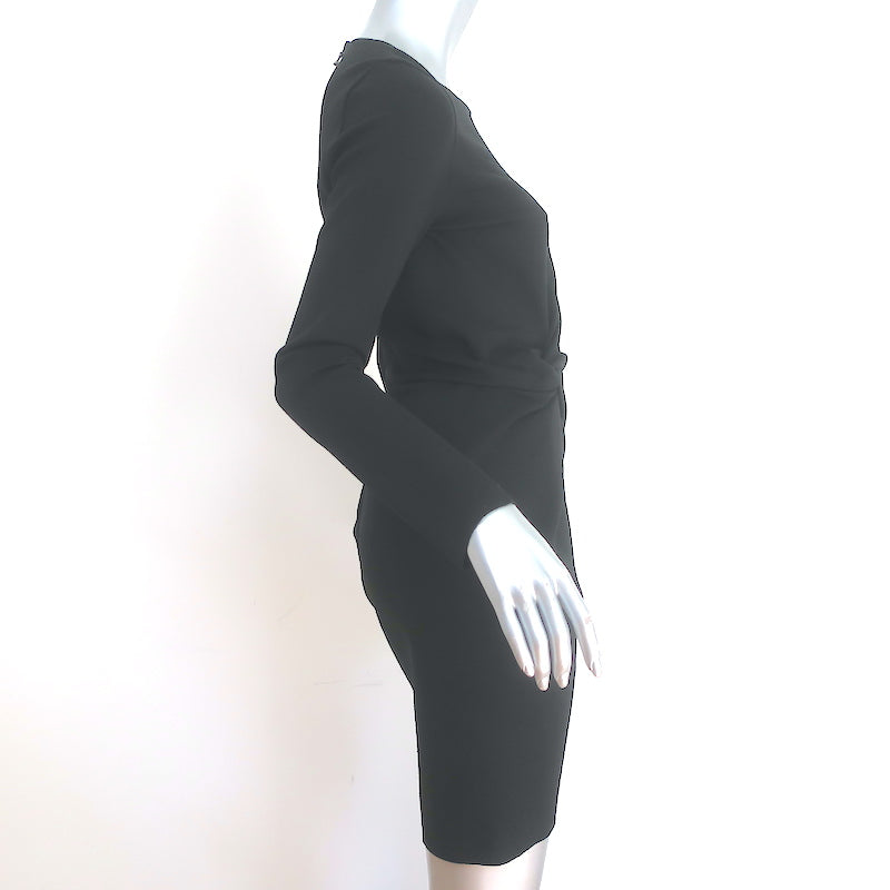 Lanvin Twist-Front Mini Dress Black Stretch Wool Size 36