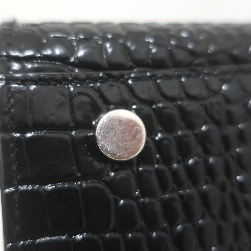 Saint Laurent Sac De Jour Small Tote Black Croc-Embossed Leather Crossbody Bag NEW