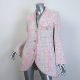 Chanel 24C Flared-Sleeve Neon Tweed Jacket Light Pink Cotton-Blend Size 42
