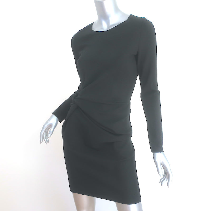Lanvin Twist-Front Mini Dress Black Stretch Wool Size 36