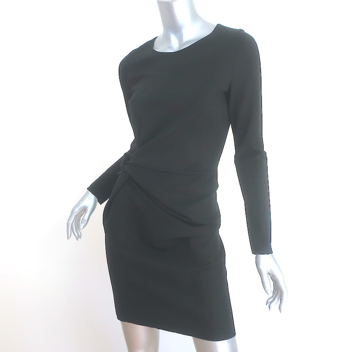 Lanvin Twist-Front Mini Dress Black Stretch Wool Size 36