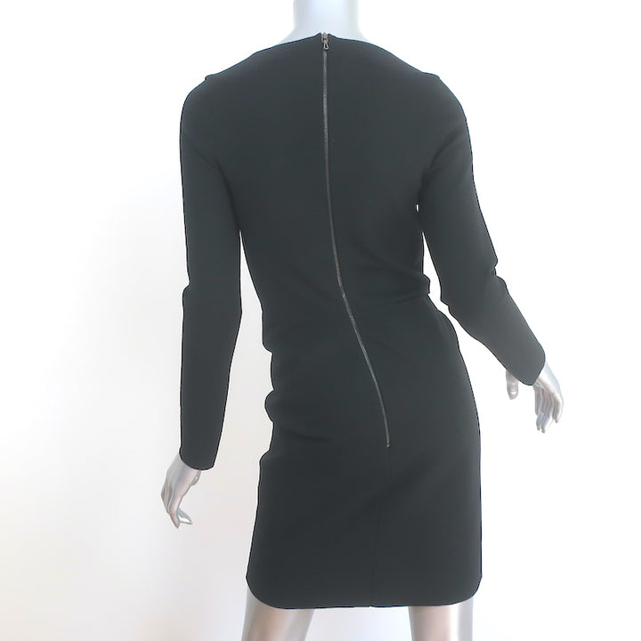 Lanvin Twist-Front Mini Dress Black Stretch Wool Size 36