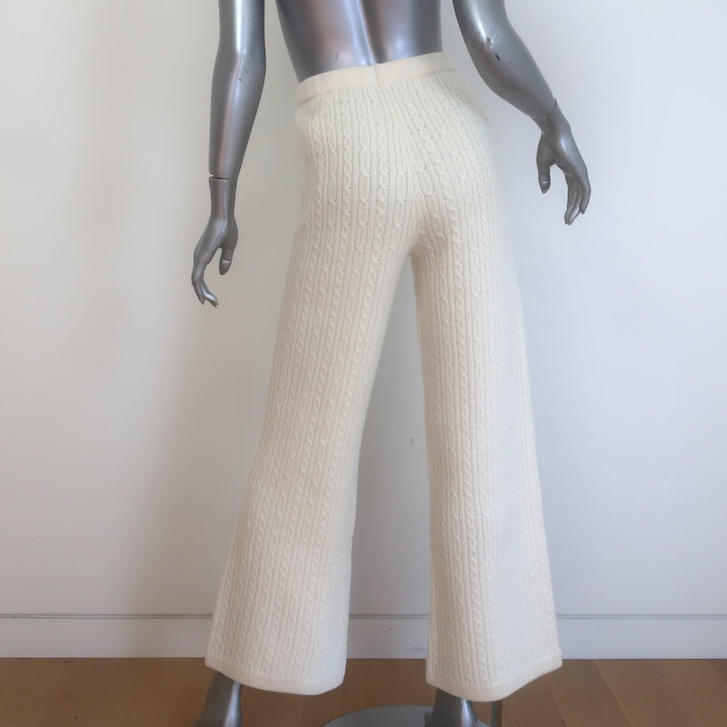 Sandro Valaud Cable Knit Wide Leg Pants Ecru Wool-Blend Size 34 NEW