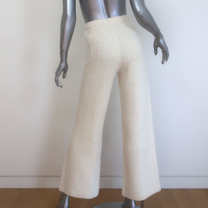 Sandro Valaud Cable Knit Wide Leg Pants Ecru Wool-Blend Size 34 NEW