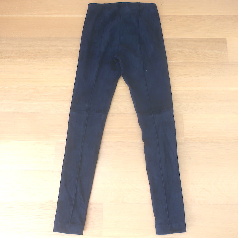 Polo Ralph Lauren Pintucked Suede Leggings Navy Size Medium