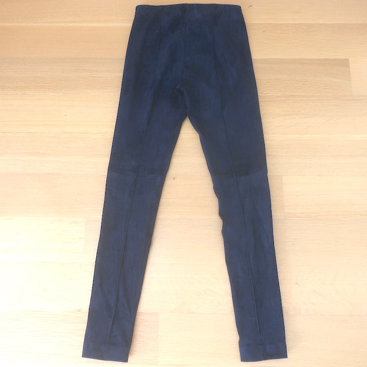 Polo Ralph Lauren Pintucked Suede Leggings Navy Size Medium