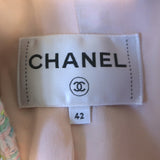 Chanel 24C Flared-Sleeve Neon Tweed Jacket Light Pink Cotton-Blend Size 42