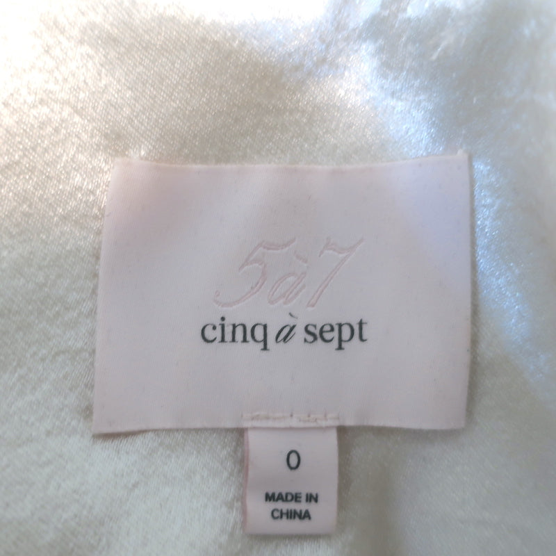 Cinq a Sept Kylie Scrunched-Sleeve Satin Blazer Ivory Size 0 One-Button Jacket
